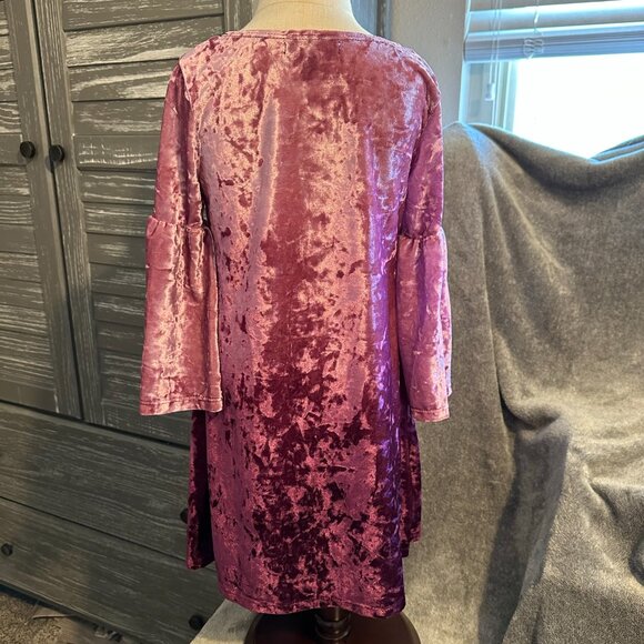 Girls Magenta Crushed Velour Dress , size 7 - Picture 2 of 3